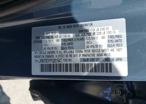 2023 Mazda Cx-5 2.5 S Carbon Edition from USA, damaged, VIN JM3KFBCM7P0261547